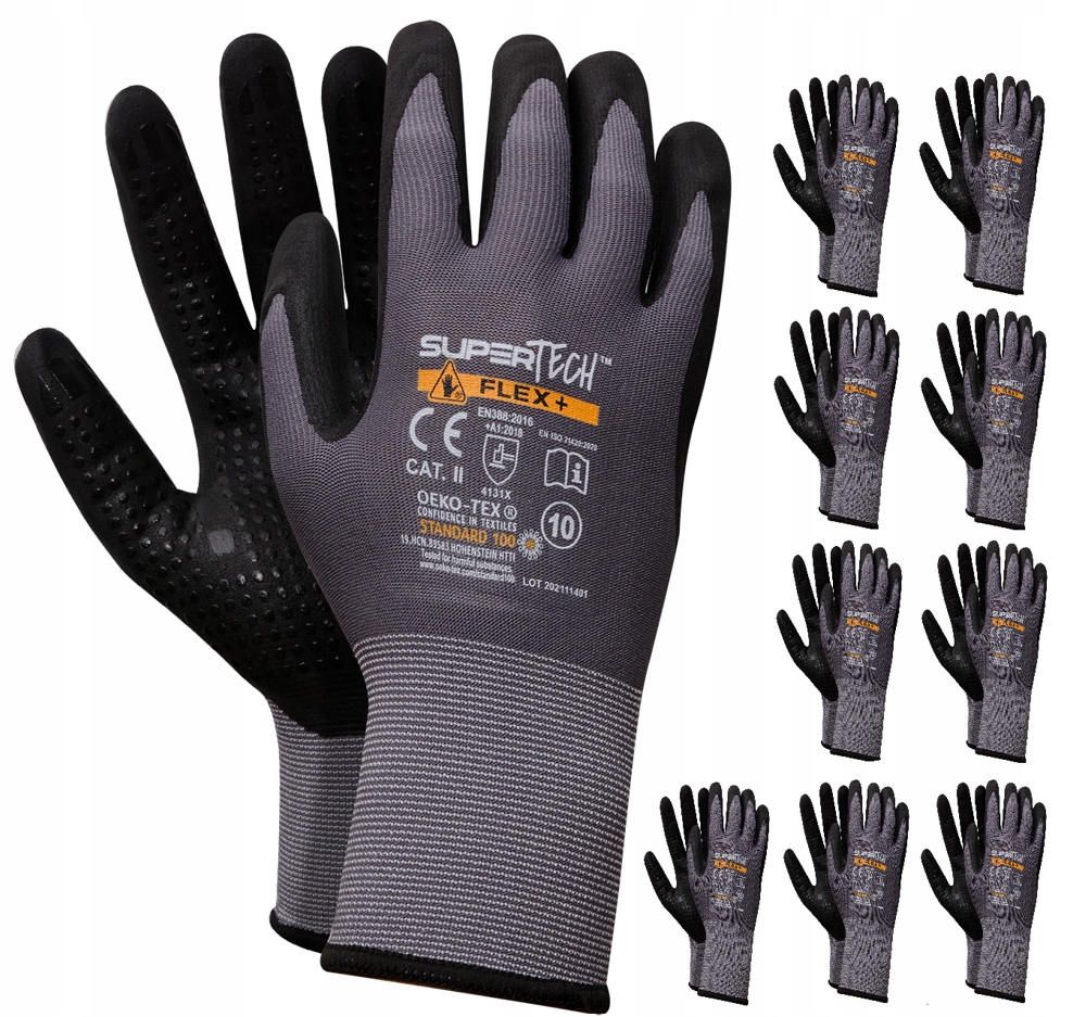 

Flex+ rękawice powlekane nitrylem 12par 9 L