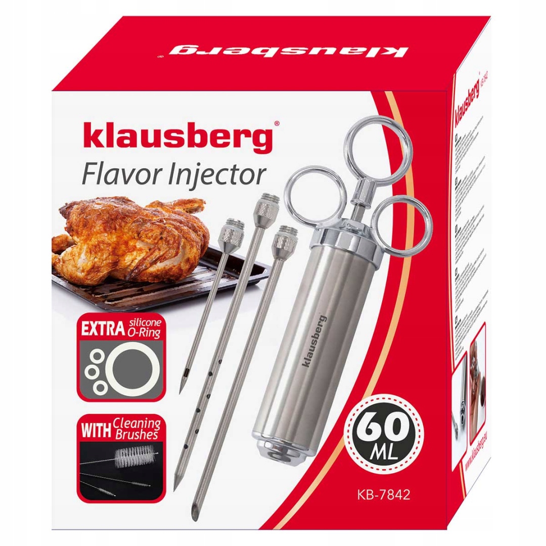 Levně Ocelová Vstřikovačka Na Maso Pro Pečení Šunky Stříkačka Jehly 60 ML