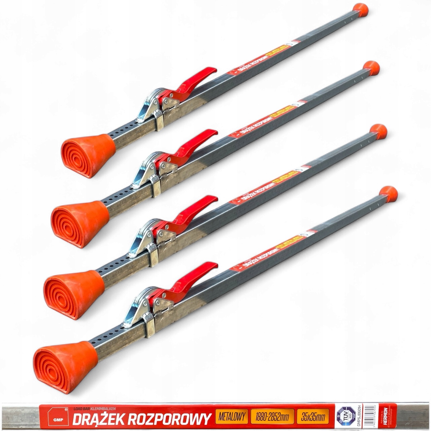 4x Rozpěrná brzdící tyč čtverec 1880 2852 Dekra Tuv Polský Výrobek