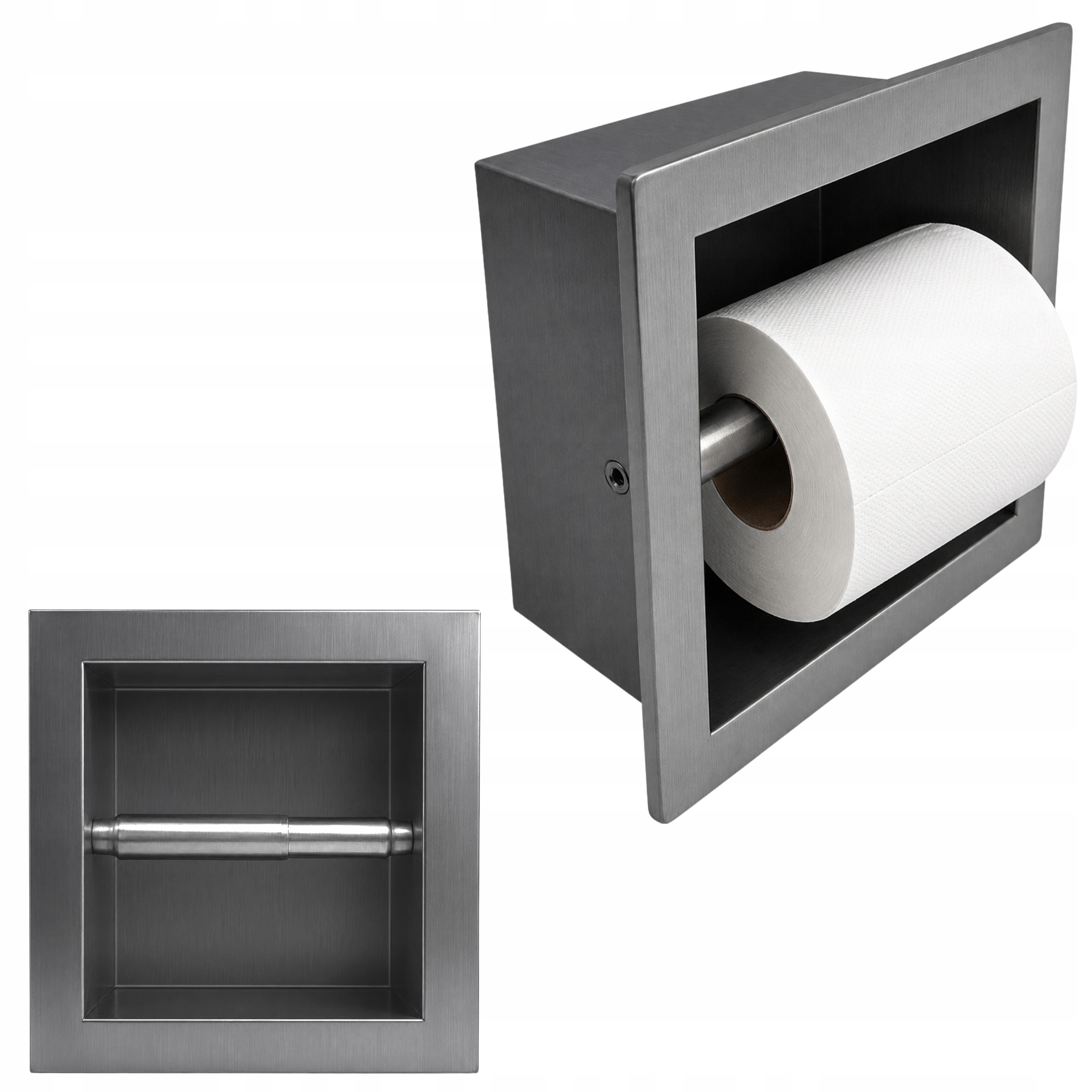 Uchwyt Pojemnik Na Papier toaletowy 14x14x9 cm Gun Gray Ścienny Do Zabudowy