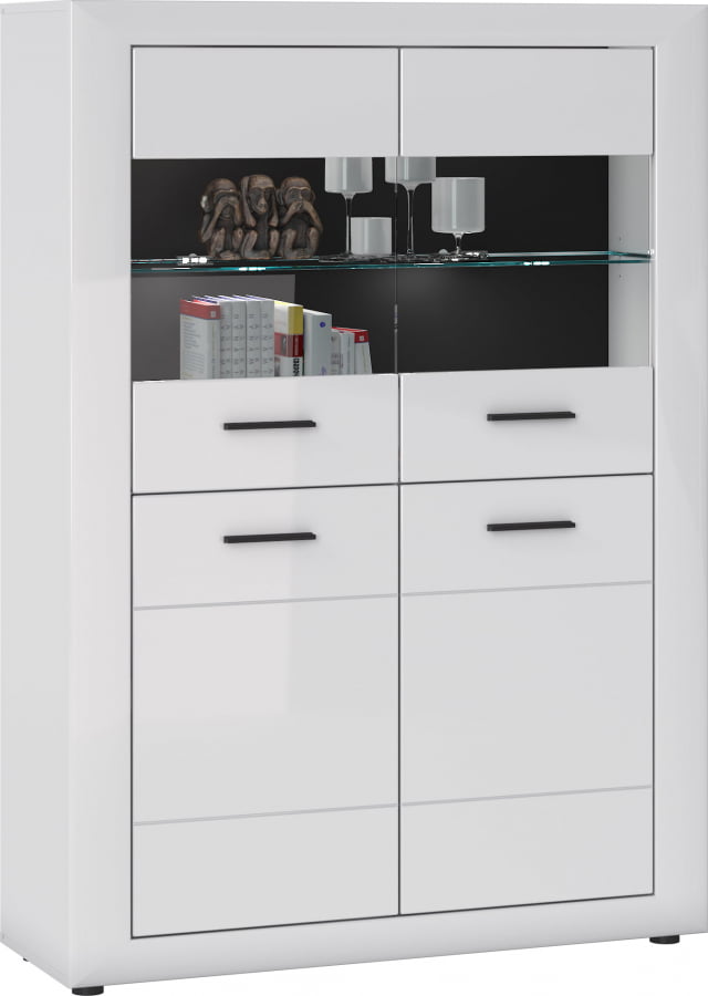 Witryna Niska Stojąca Biała do Salonu Colmar