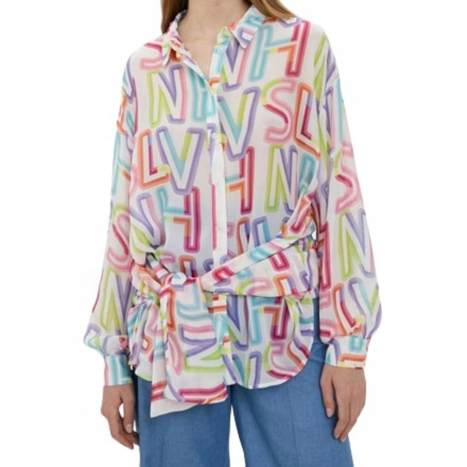 Dámská košile Silvian Heach s volným dlouhým logem a zavazováním vel. It 44 Eu L