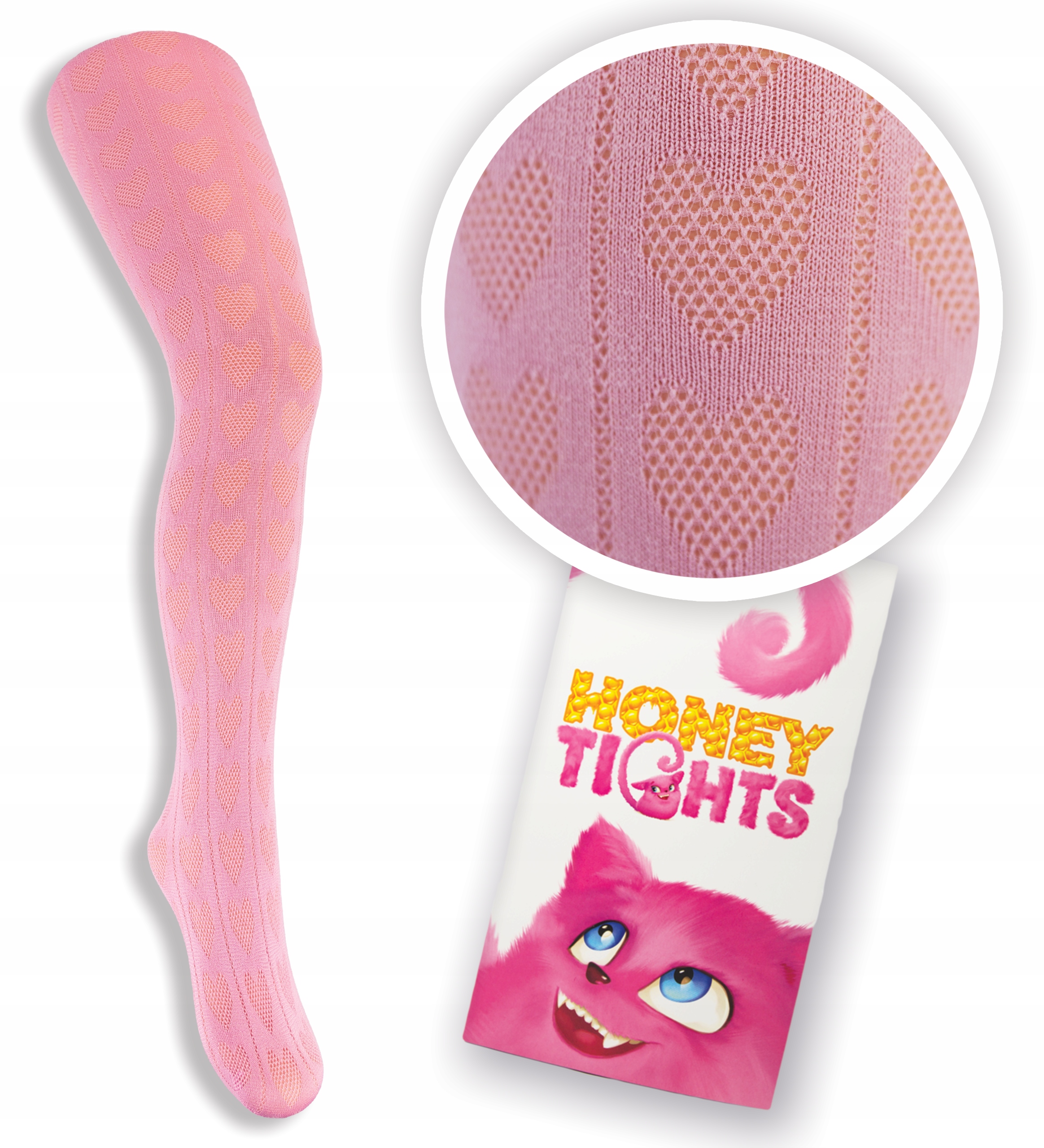 

Włoskie Rajstopy Dziecięce Ażur Serca Róż r. 80-86