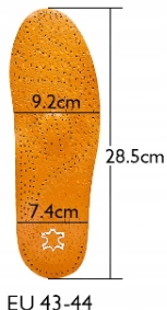 WKŁADKI DO BUTÓW PŁASKOSTOPIE KOŚLAWOŚĆ SUPINUJĄCE ORTOPEDYCZNE SKÓRZANE Model wkladki ze skóry 43-44