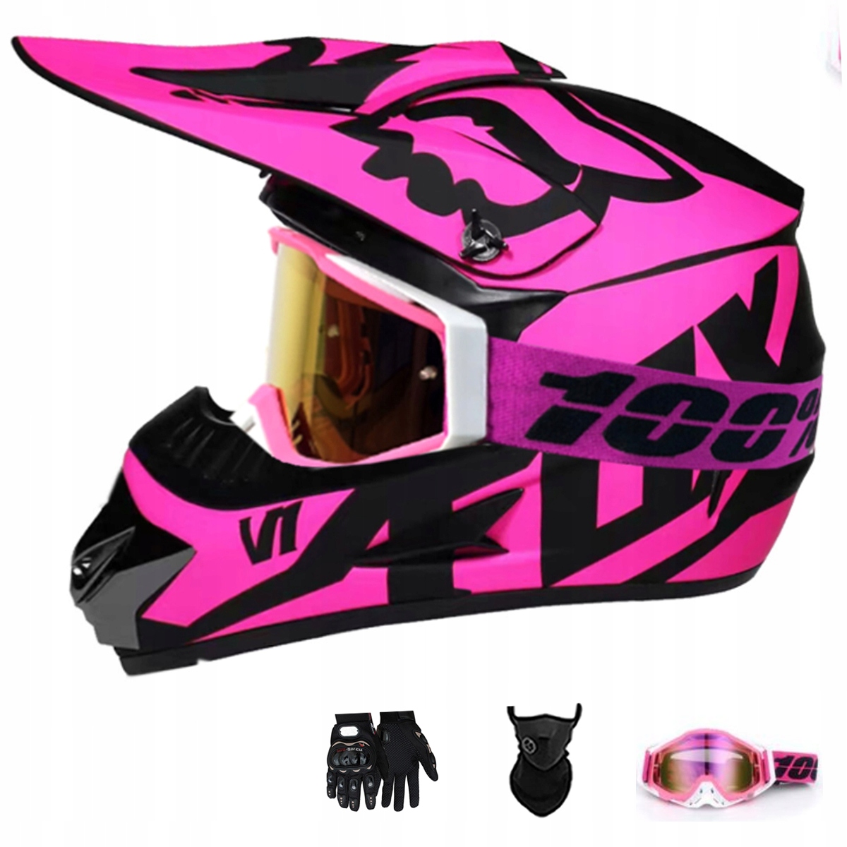 Motocyklová Přilba Lehká Enduro Quada Brýle Rukavice Maska M