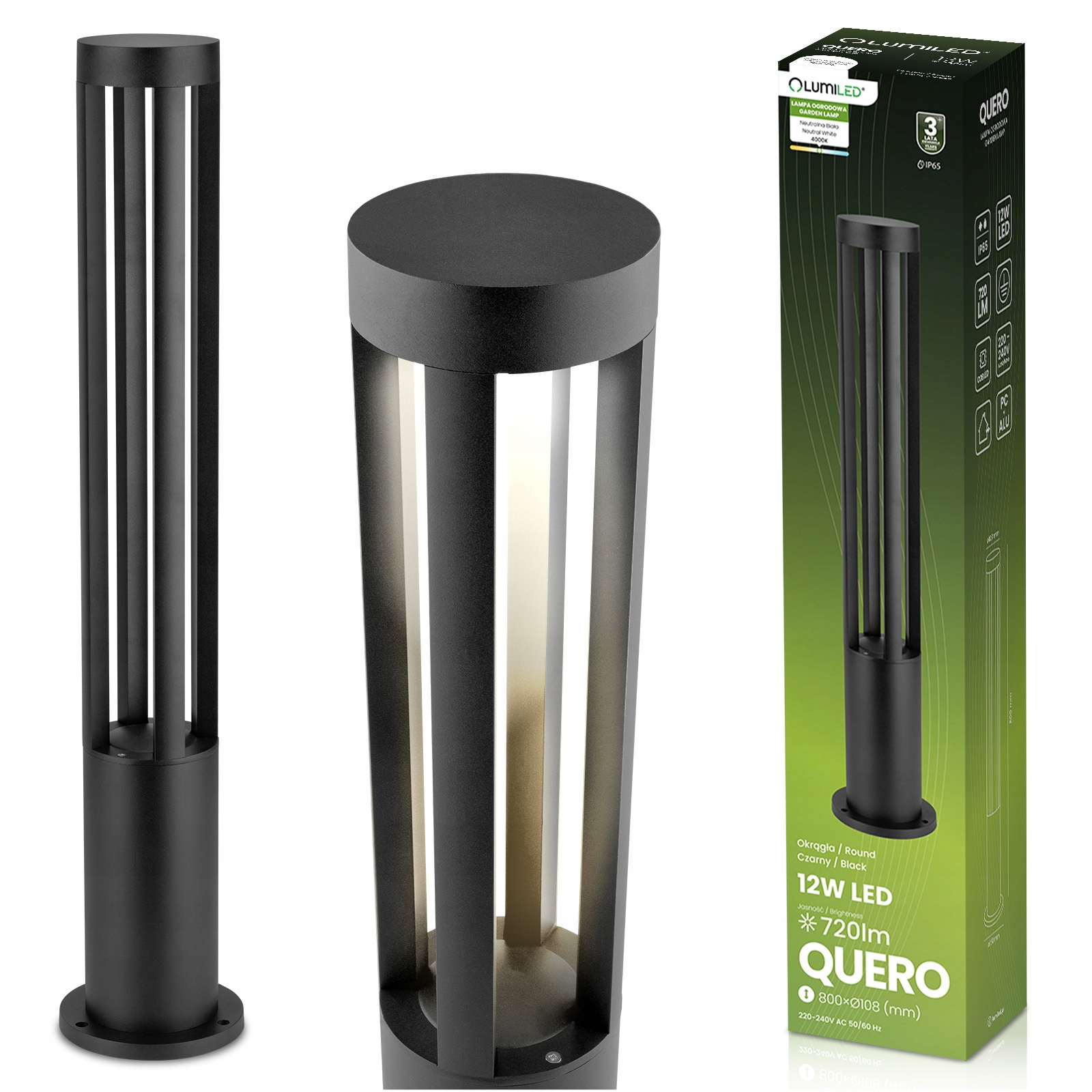 Zahradní Led lampa Venkovní stojící Sloupek 80 cm 12W 4000K IP65 Premium