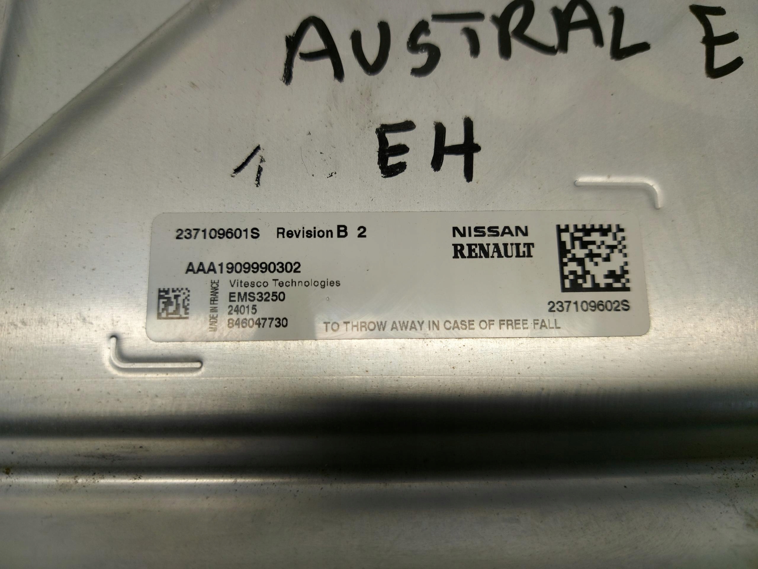 RENAULT Austral E 1.2EH computer control unit of the engine 237109602S