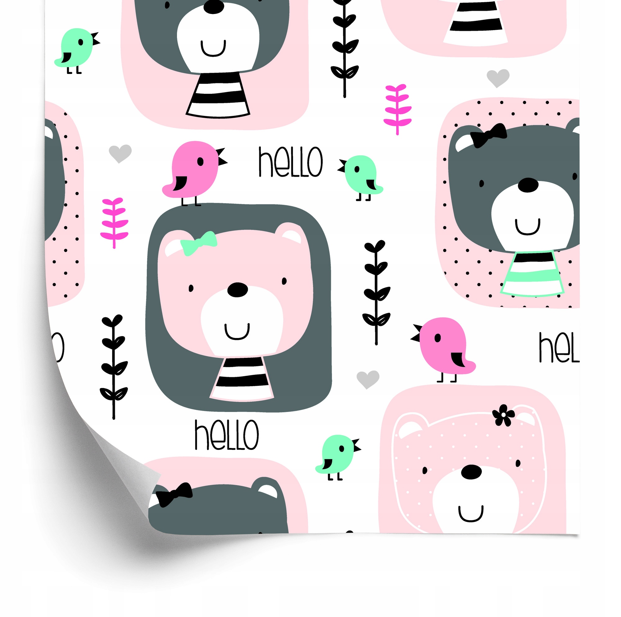 Tapeta Medvedíky Vtáky Rastlinky 50x1000 cm