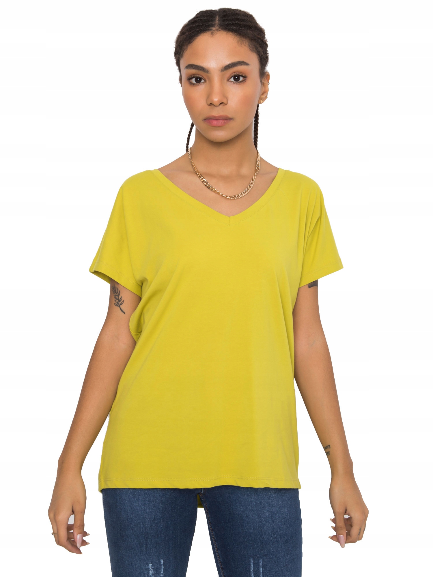 

T-shirt Damski Koszulka Bawełniana V-neck Serek