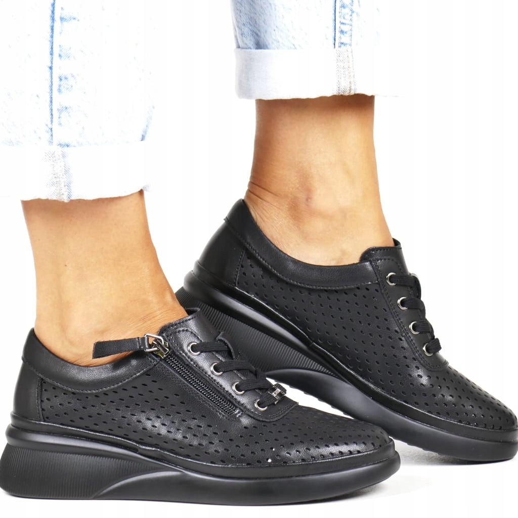 Černé Polobotky Na Klínku Kožené Dámské Boty Pohodlné Měkké Lehké Nové