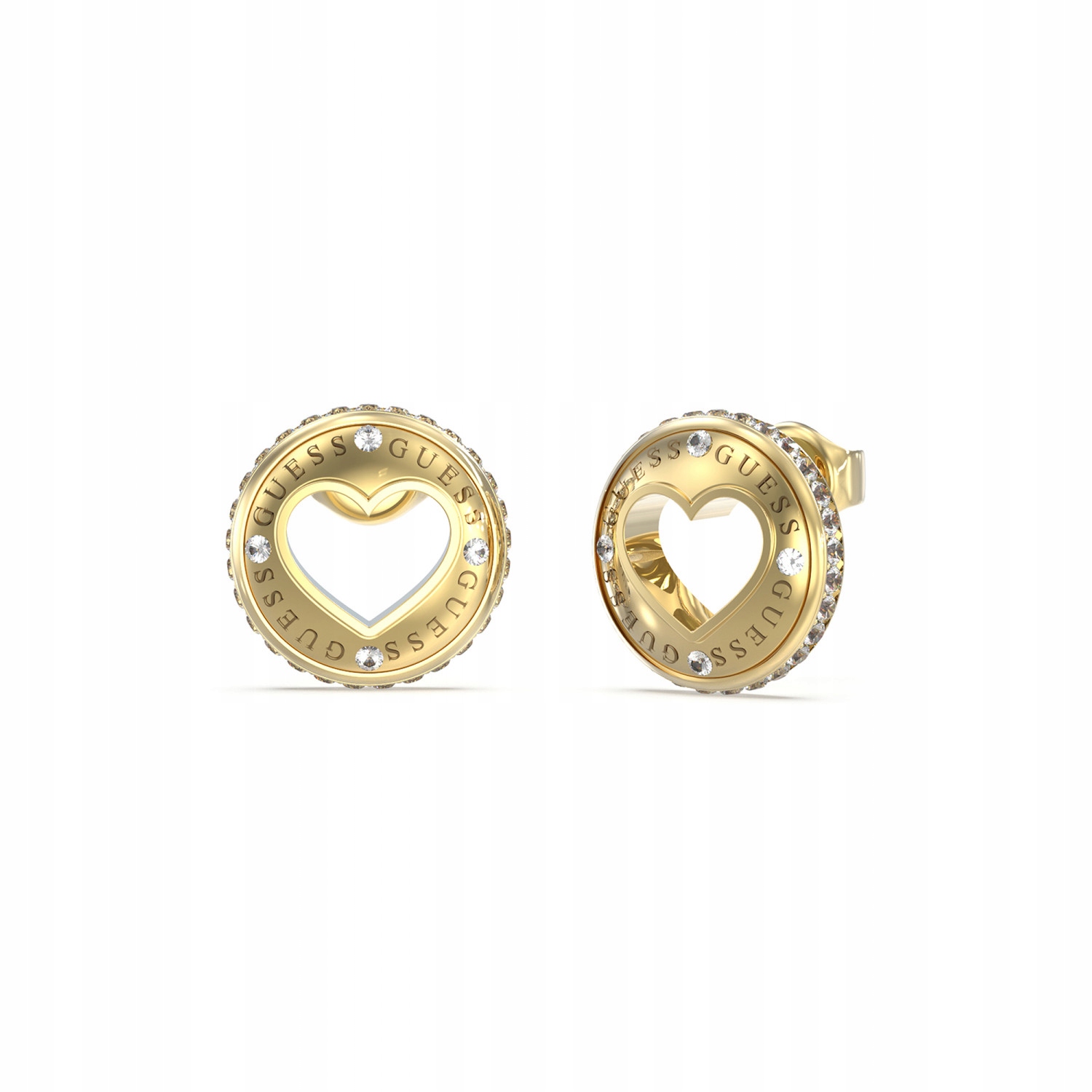 Náušnice Guess zlaté zirkon srdce