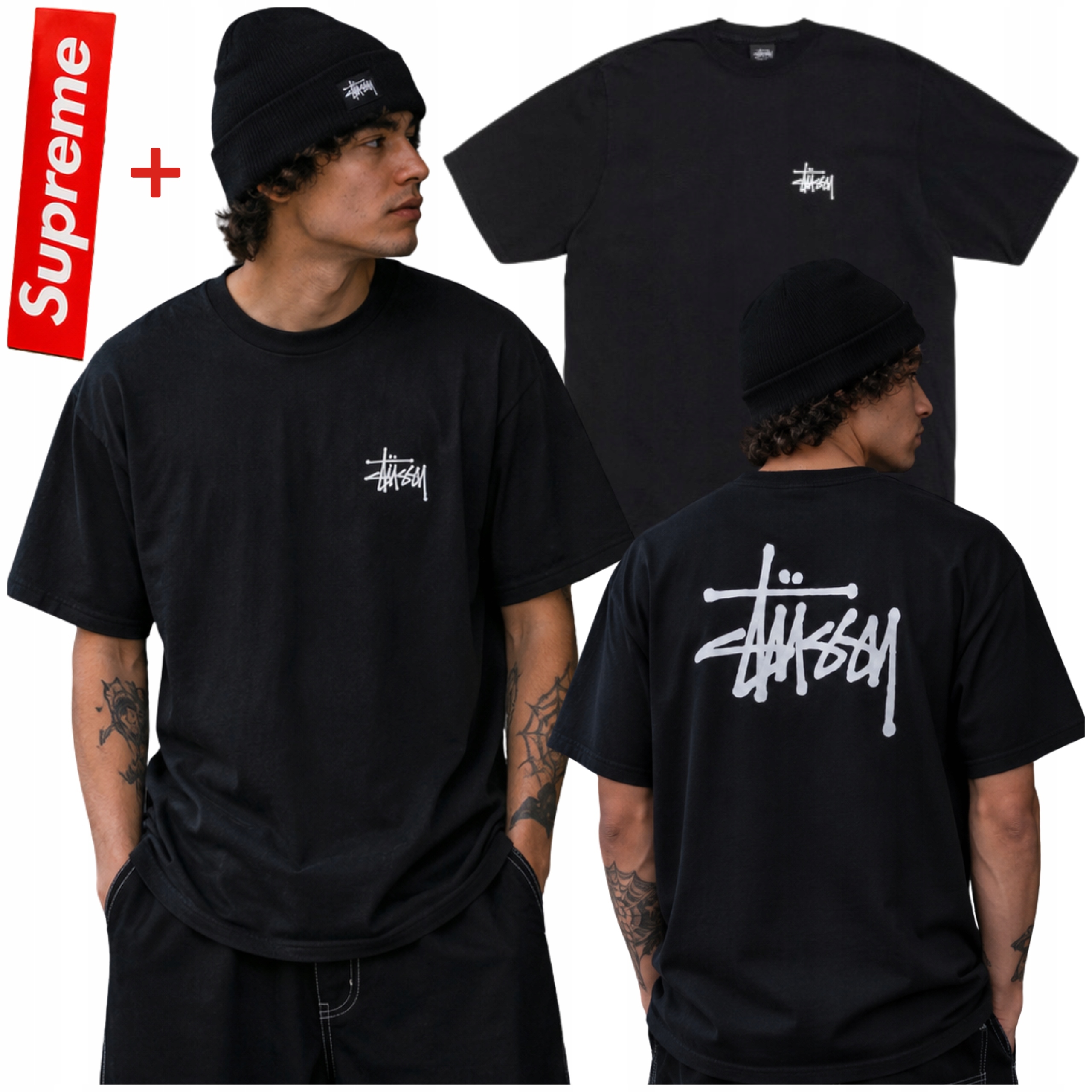 Tričko Stüssy basic Tee Black Černá nálepka Supreme Red Bogo Bonus!