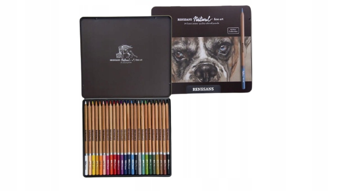 Sada pastelek 24 barev Renesans Natural fine art kovová krabička