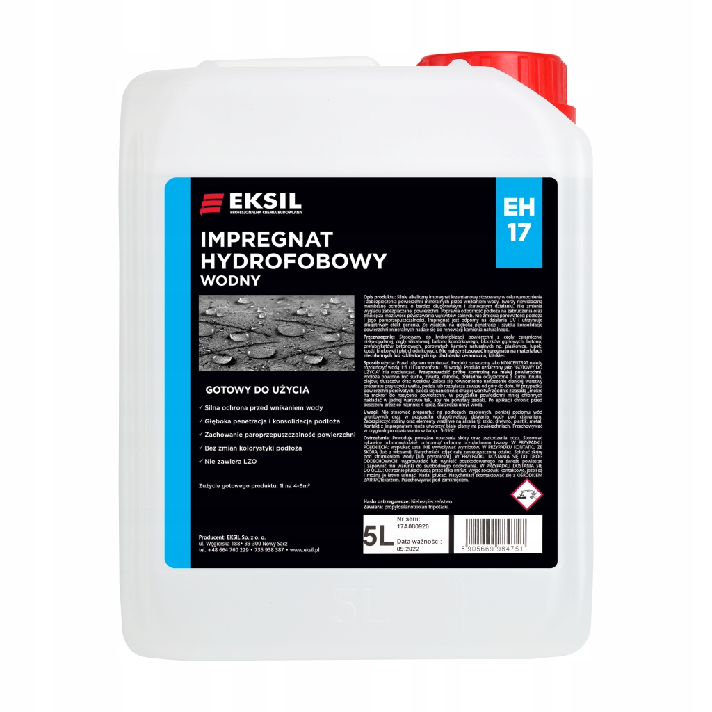 Hydrofobní Vodní Impregnace 5 L Eksil