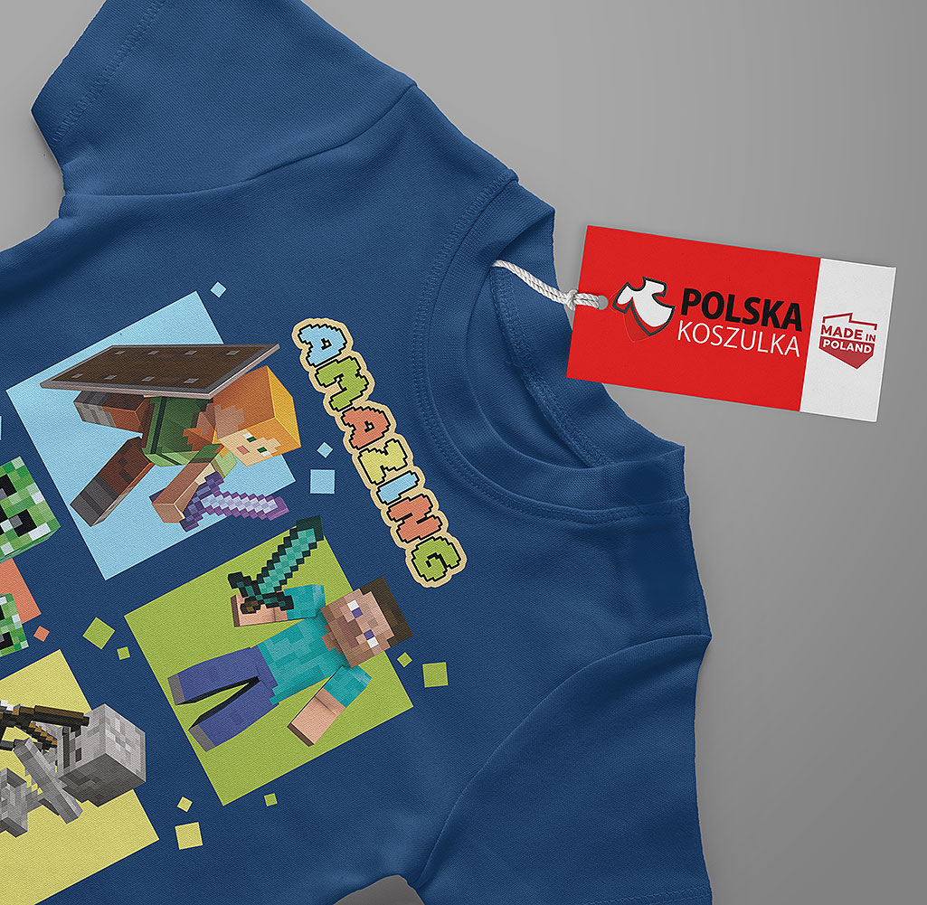 KOSZULKA DZIECIĘCA T-SHIRT DLA DZIECKA KOSZULKA MINECRAFT 116 122 JAKOŚĆ Rozmiar XS