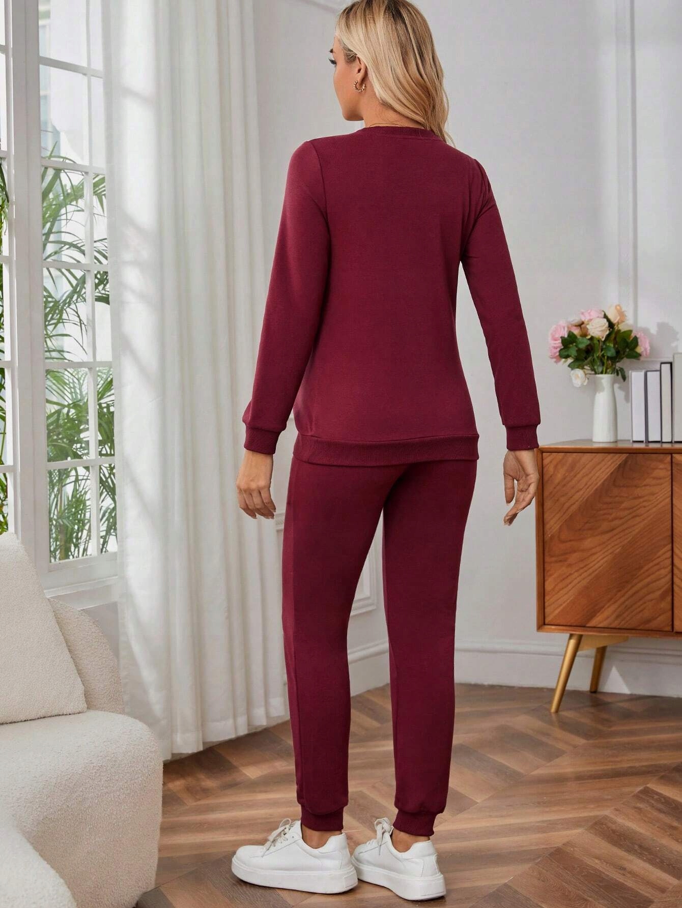 SHEIN Top i spodnie Zestaw do karmienia piersią L/XL Kolor dodatkowy biały