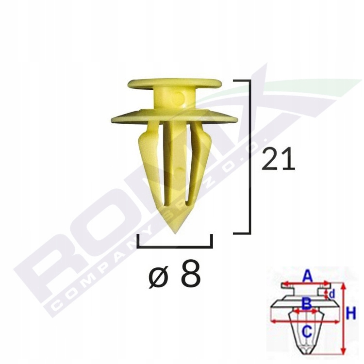 

Spinka tapicerki 8mm żółta Vw Ford Seat x10szt