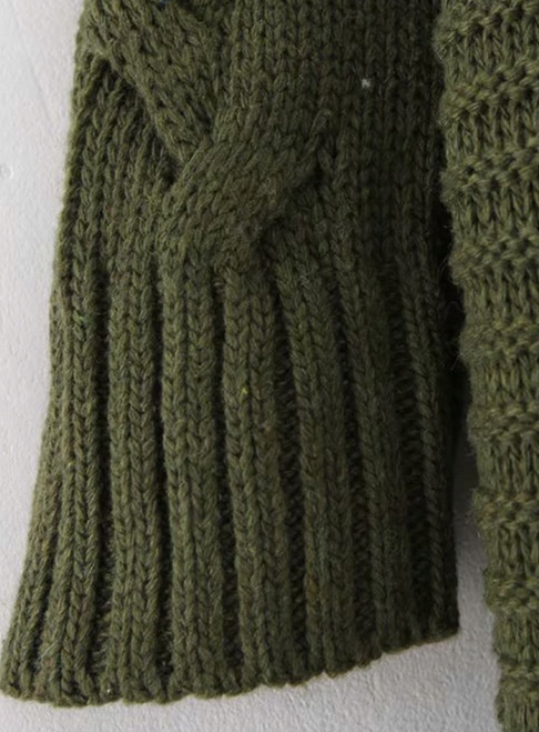 KARDIGAN SWETER DŁUGI PLECIONY Z KIESZENIĄ ZIELONY Kod producenta SW-13/RF-147