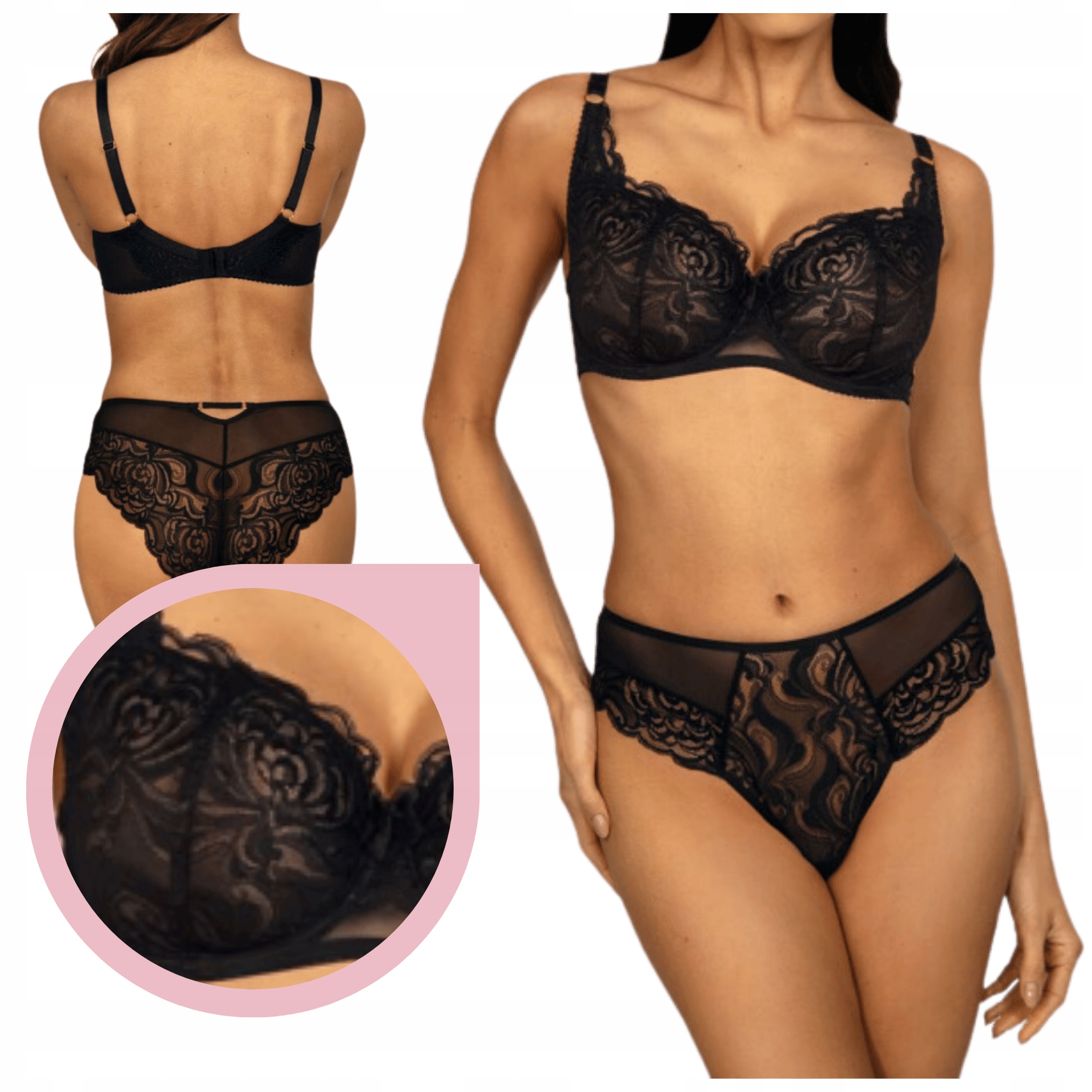 Ewa Bień Marisa B139 podprsenka balkonetka halfcup černá krajková 70C