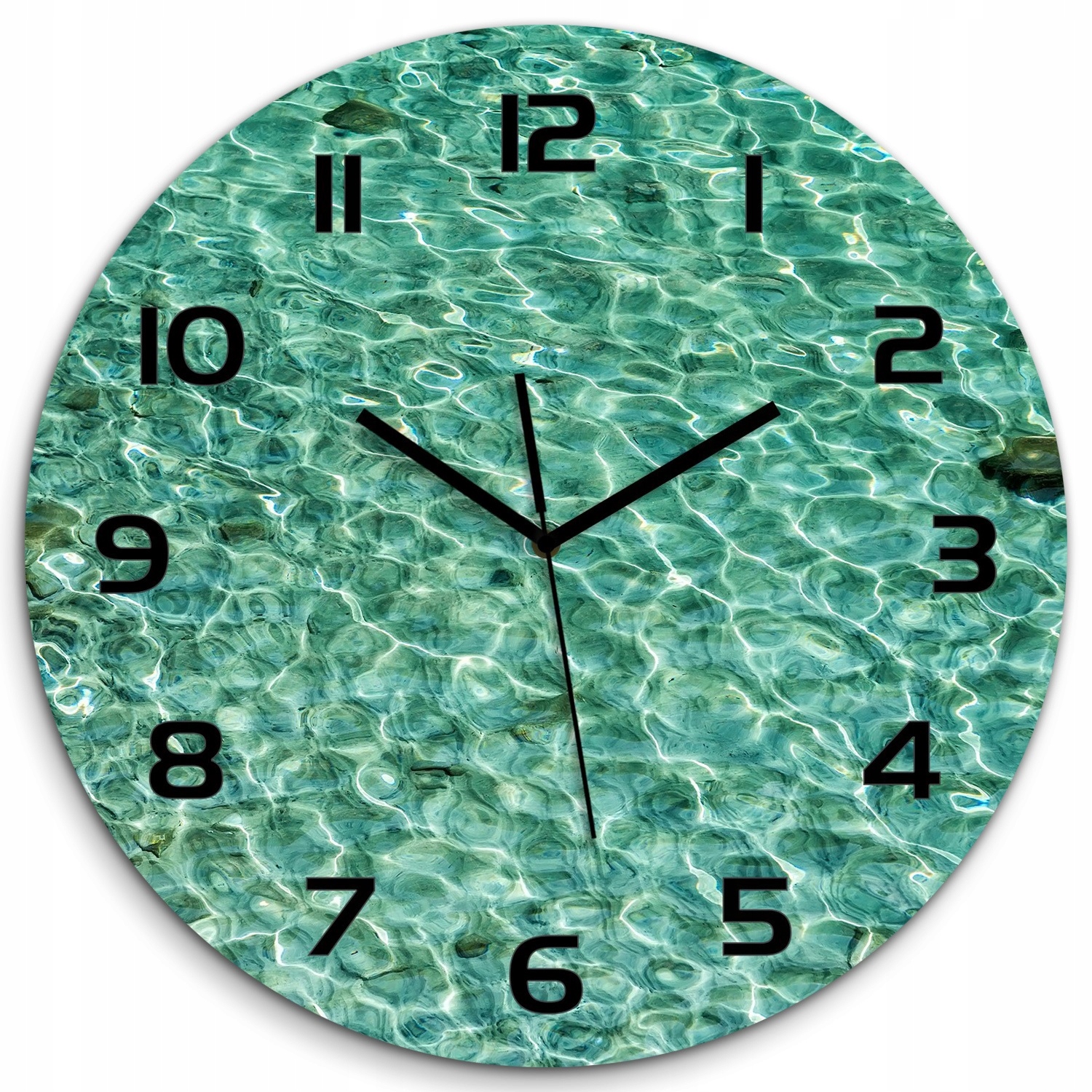 

Duży szklany zegar ścienny Przejrzysta woda fi 60