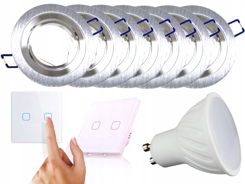 Sada Halogenová Led objímka 7x Vypínač Žárovky