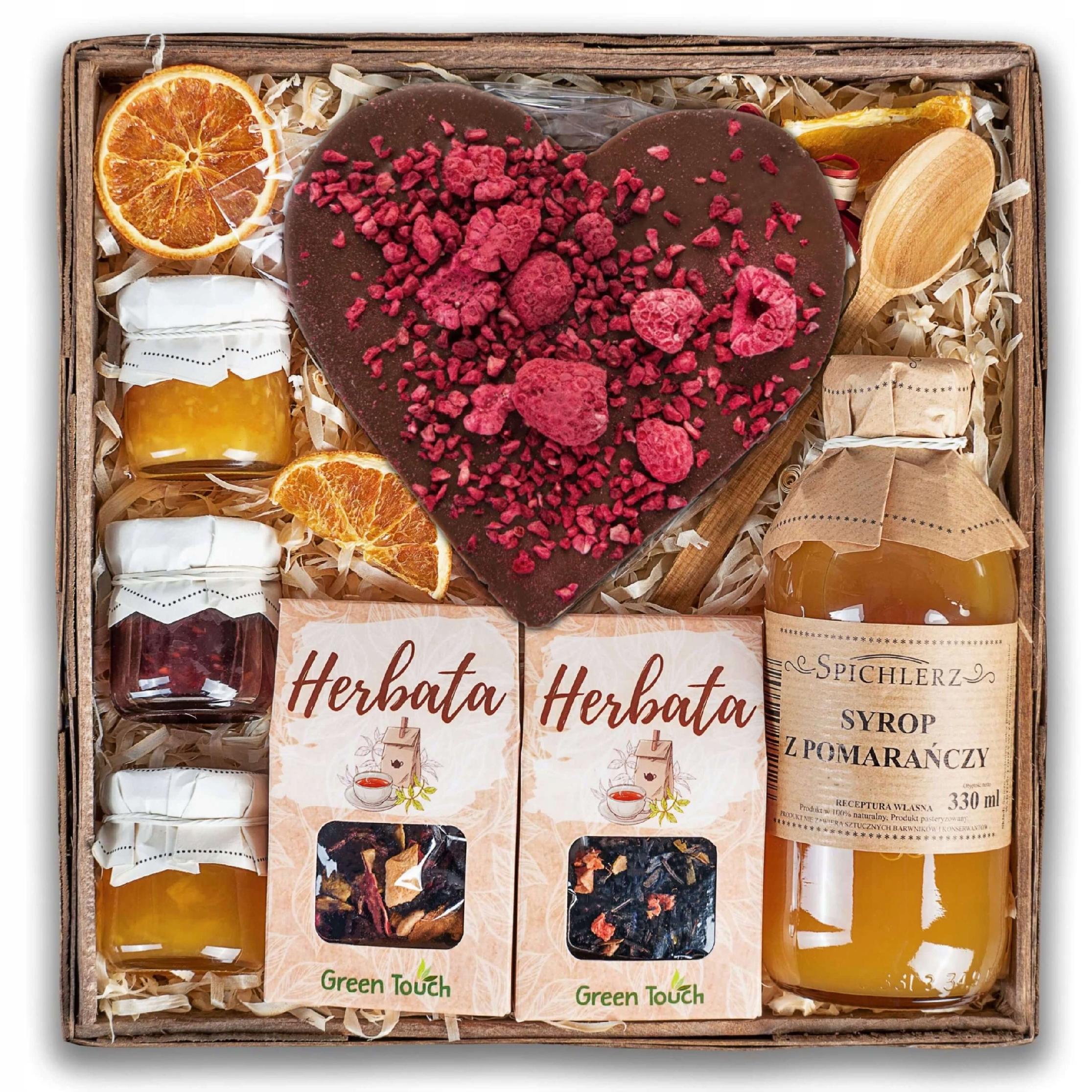 Levně Dárkový koš sada čajů zavařeniny čokoláda