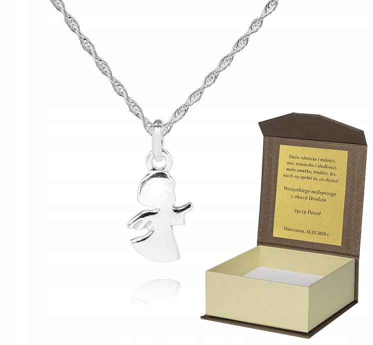 925 Stříbrný řetízek 55 cm Anděl Dedikace S1Z49