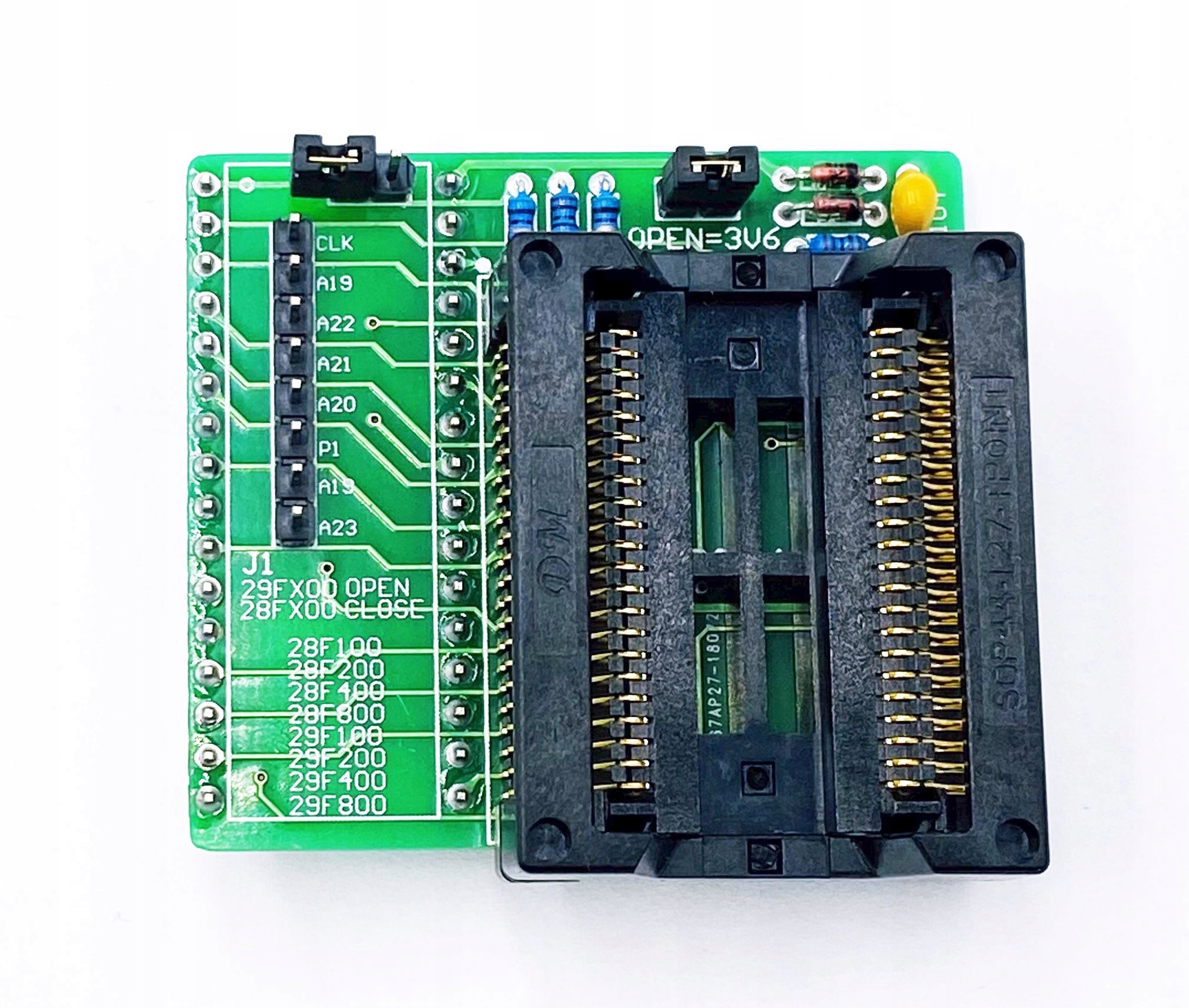 Adapter SOP44 - PDIP32+1 28/29F(LV)x00 Willem ZIF Kod producenta Adapter 8/16-bit Flash SOP44 Willem ZIF