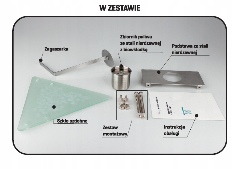DuraHealth Biokominek szklany Trigona - zestaw