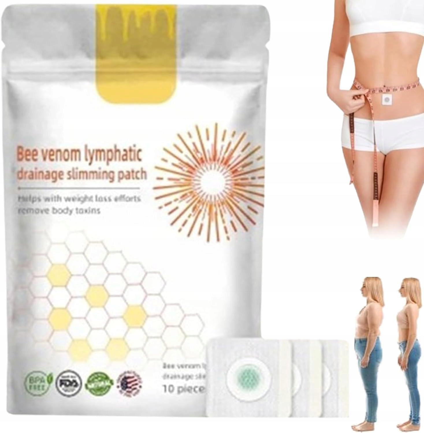 Lymphatic drainage patches with bee venom - 10pcs