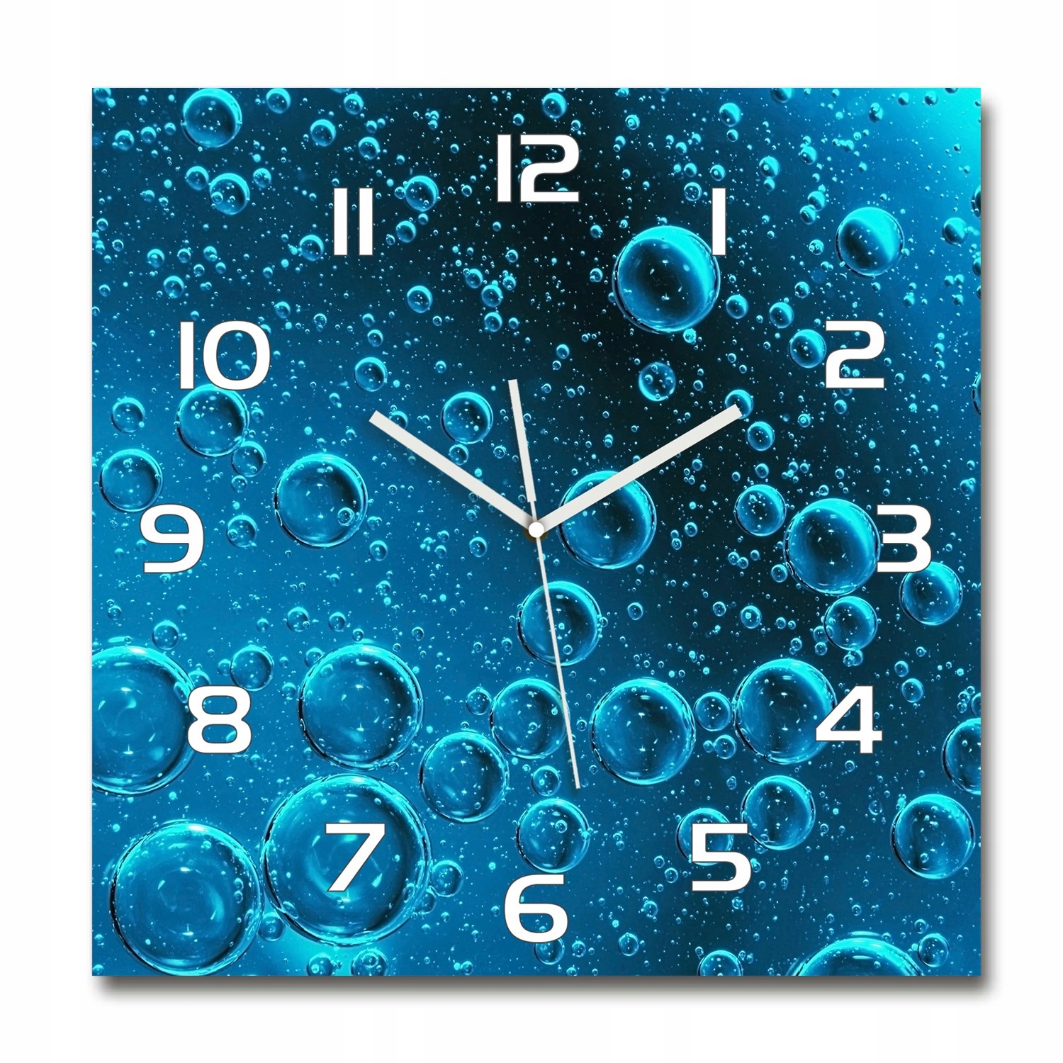 

Zegar ścienny ze szkła, duży Bąble pod wodą 60x60