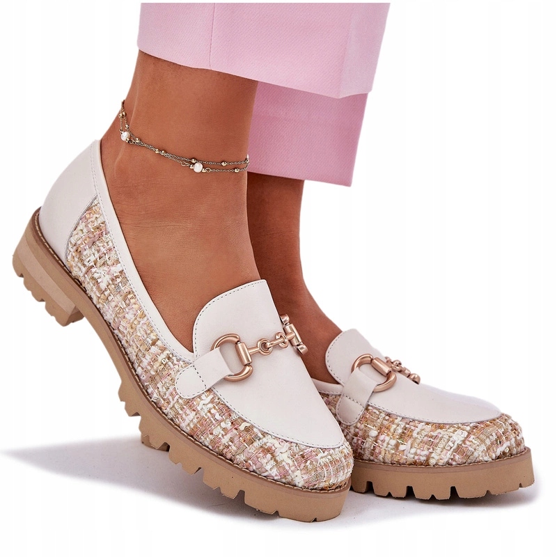 Dámské Elegantní Mokasíny Z Přírodní Kůže Laura Messi 2938 Světle Béžové 37