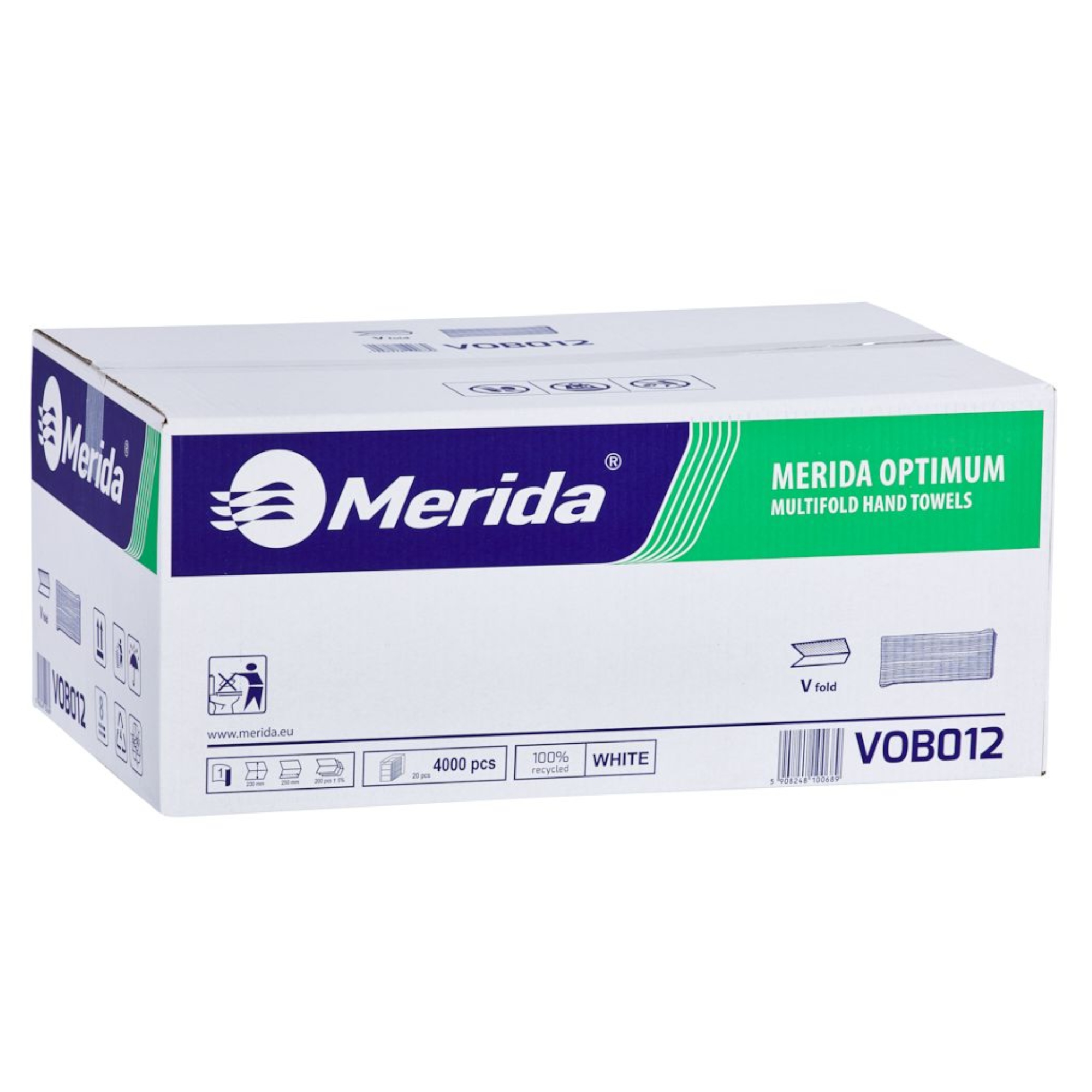 Levně Merida Papírové Ručníky Zz Skládané Bílé, Karton 4000 Kusů, VOB012