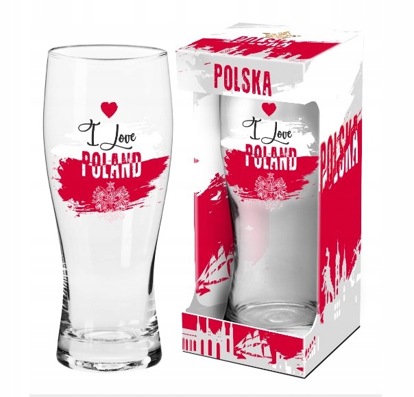 Szklanka do piwa Polska 500ml I love Poland orzeł flaga godło pamiatka gift