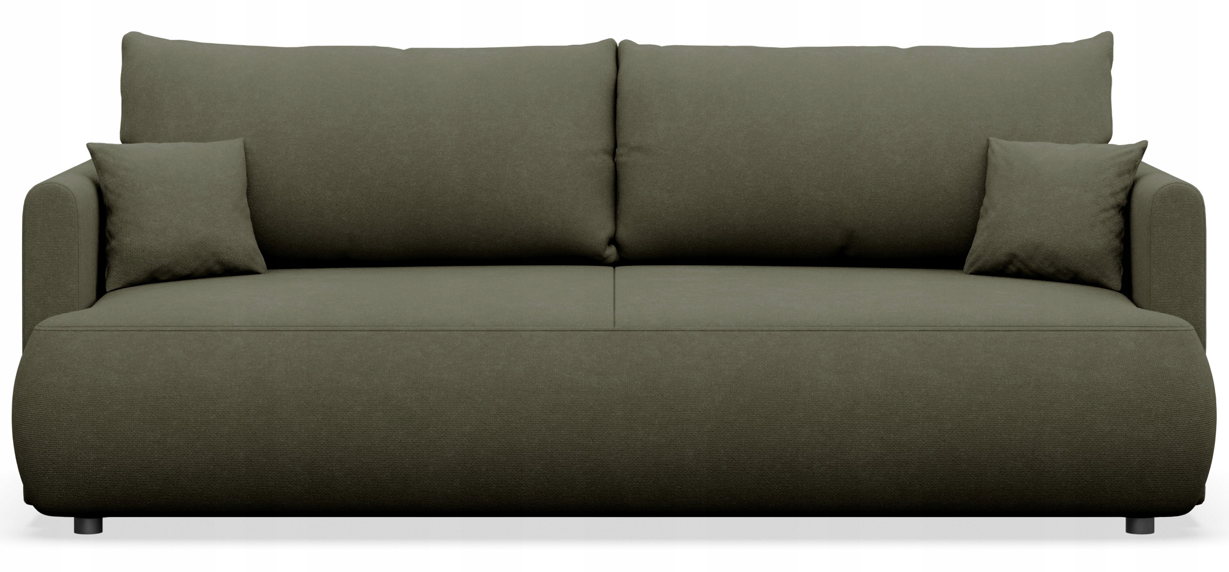 Rozkládací třímístná pohovka Ovo mini s úložným prostorem olivová šenilová barva