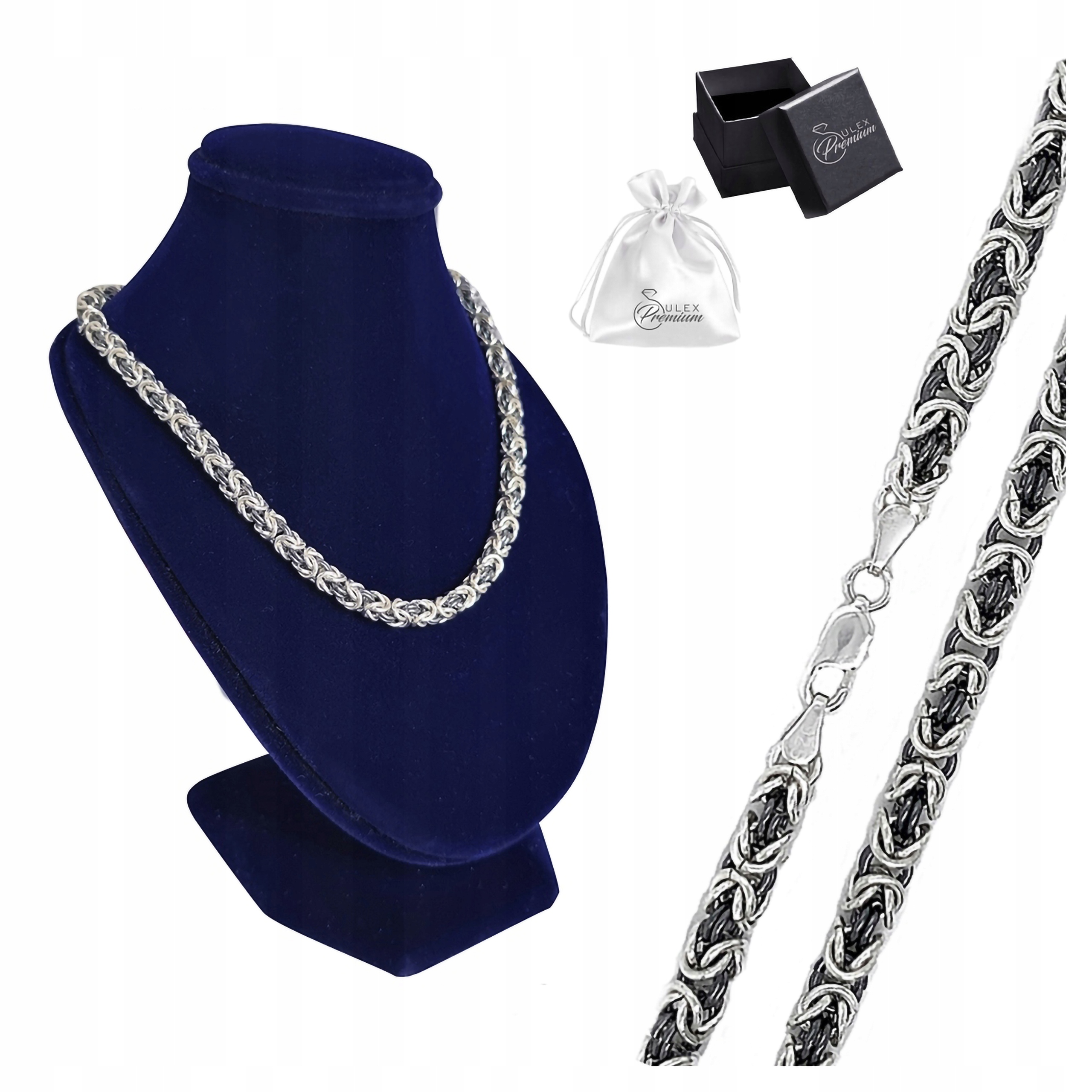 Pánský Byzantský Královský řetěz stříbrný 925 Oxidovaný 60 cm x 4.5 mm