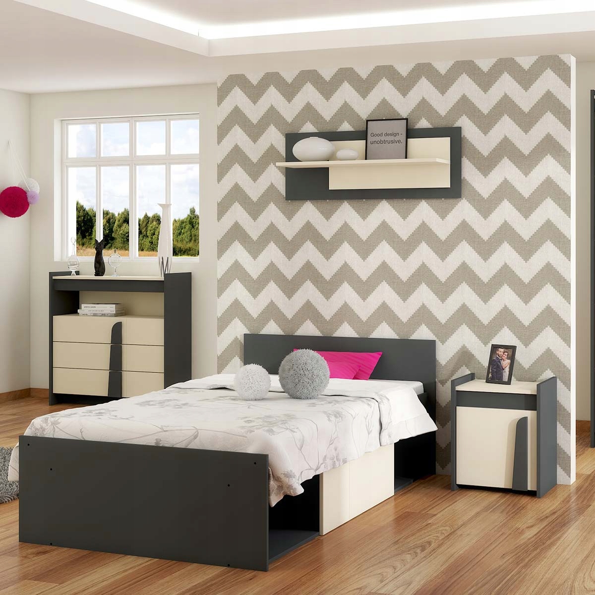 Szafka antracyt + beż Teen TEN-1C + TED-2PC Wysokość mebla 50.7 cm