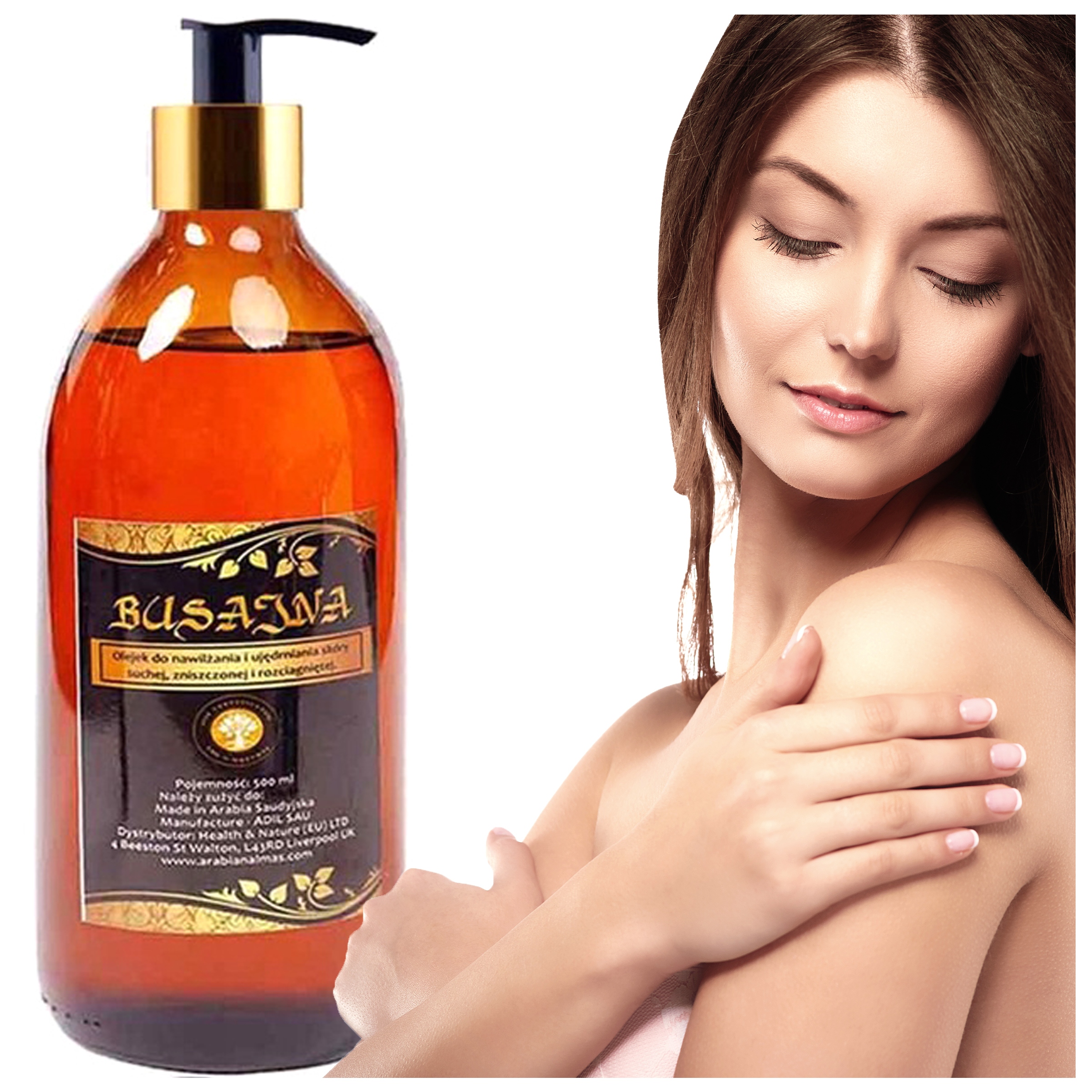 Busajna Olej 500 ML Zpevňuje A Hydratuje Suchou Nataženou Pokožku Pumpička