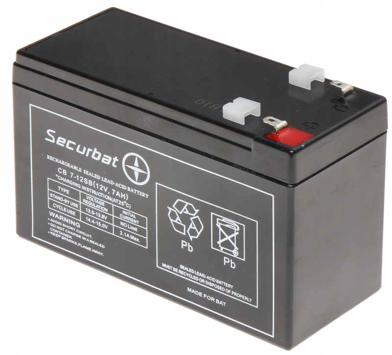 Akumulator 12V 7Ah Securbat CB 7-12 SB do UPS alarmów zabawek elektrycznych