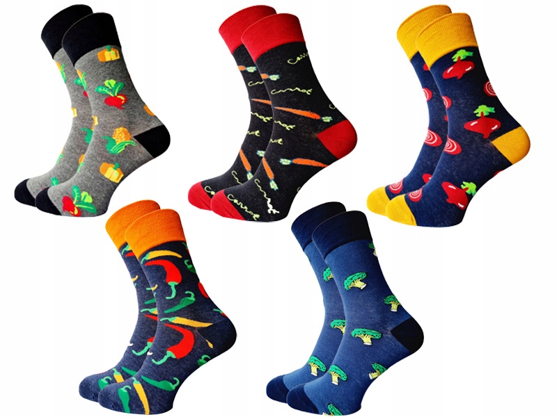 

5 x Kolorowe Wysokie Skarpety Bawełna Śmieszne