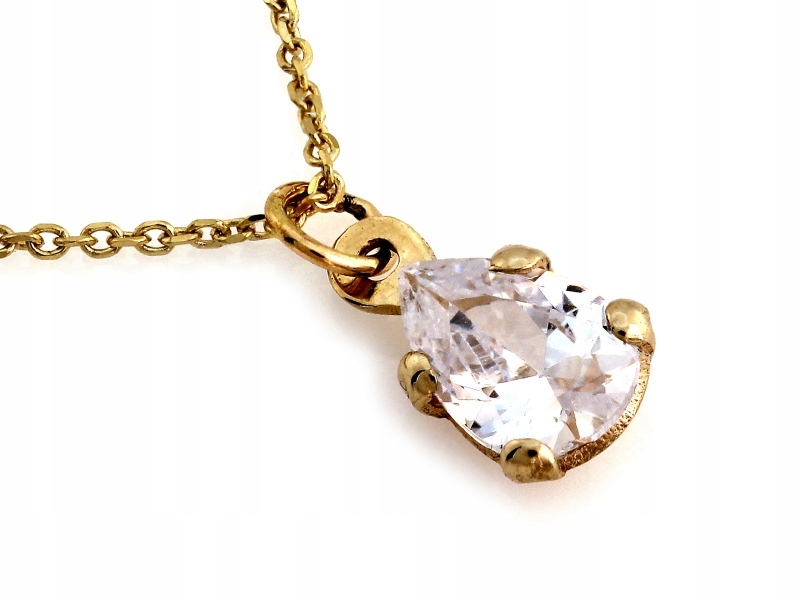 Zlatý dámský náhrdelník 585, délka 42 cm s bílým zirkonem 7.4 mm x 4 mm