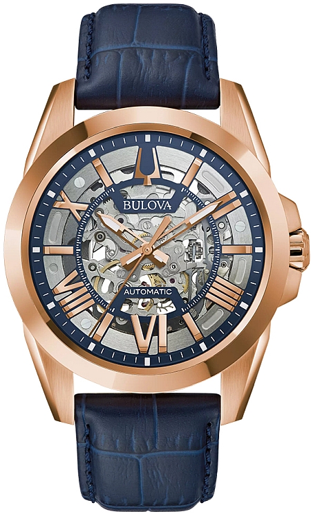 Nové Pánské Hodinky Bulova 97A161 Sutton Automat Skeleton Řemínek WR100 43mm