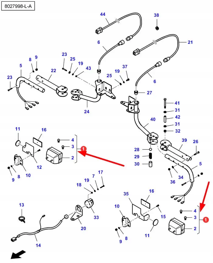LA321951100 Lampa tylna lewa Producent części Massey Ferguson