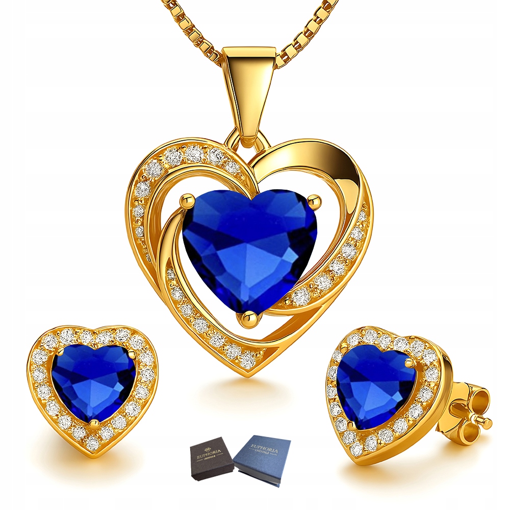 Sada stříbrných šperků 925 Srdce s zirkony Náušnice Náhrdelník Dárek