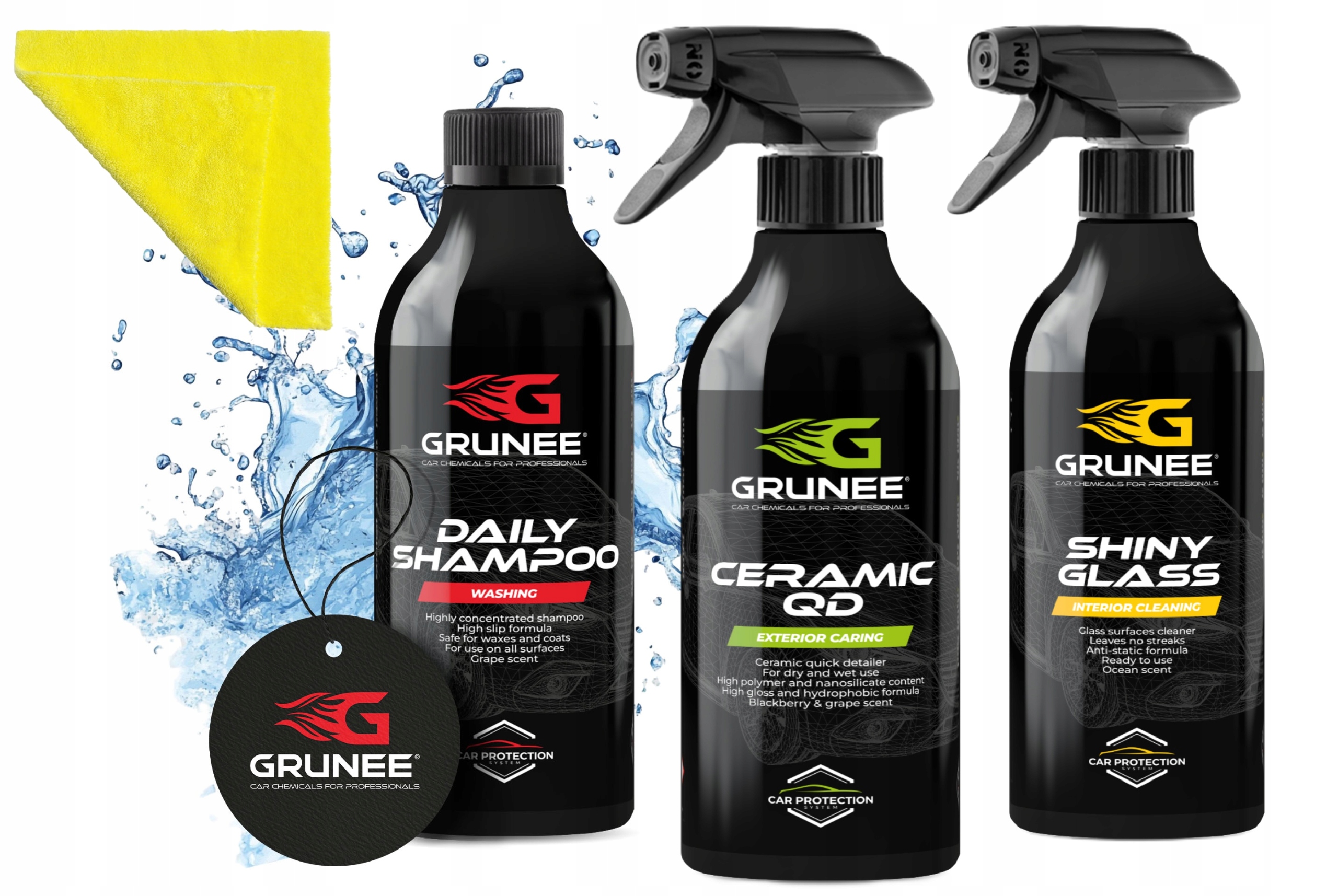 Tekuté Sklo Sada Ceramic Qd vosk na mokro do auta Shampoo+shiny Glass