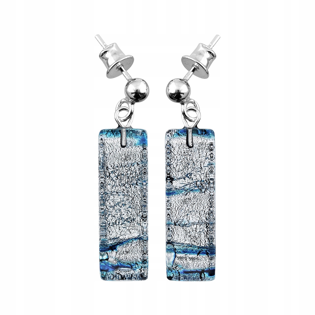 Náušnice Harf stříbrné sklo murano