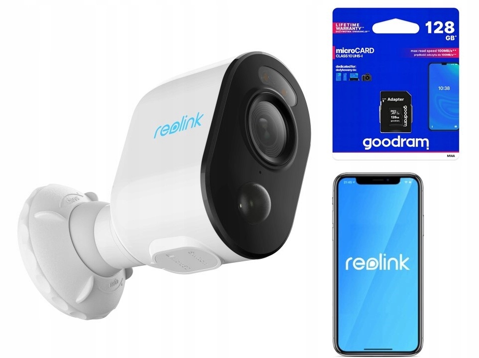 Kamera Reolink Argus 3 Pro 5MP akumulátor Usb-c bílá Karta Goodram 128GB