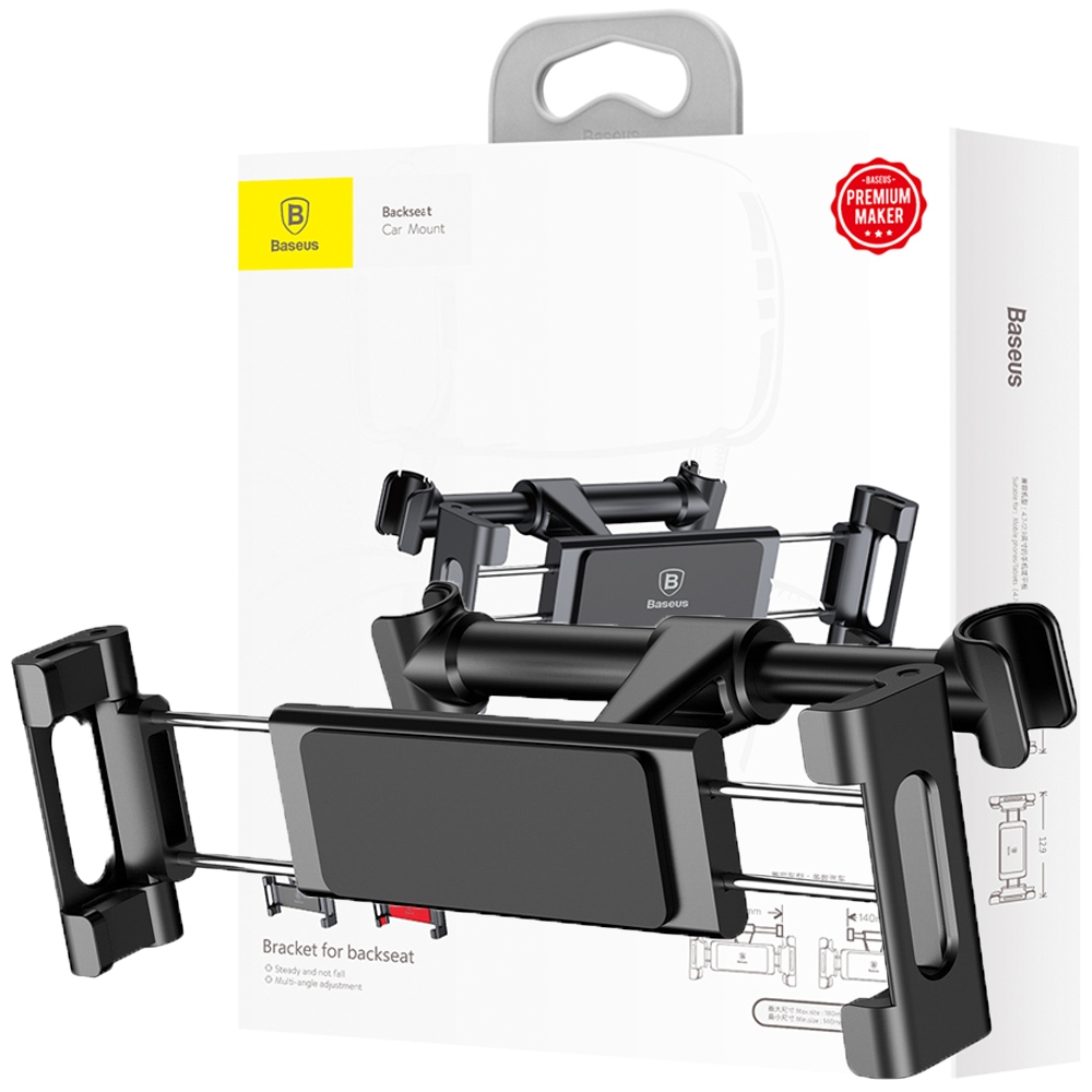 BASEUS UCHWYT DO SMARTFONÓW/TABLETÓW 4,7-12,9" NA ZAGŁÓWEK DO AUTA CZARNY