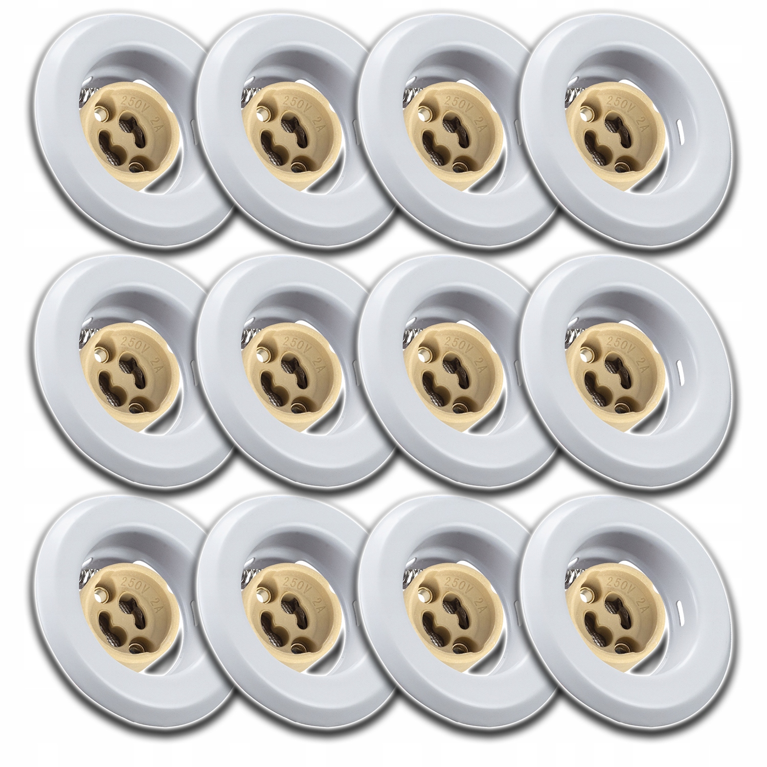 12x Kulaté Stropní Svítidlo S Očkem Pro Montáž Pod Omítku Zásuvka GU10