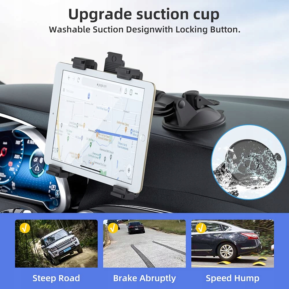 OHLPRO Uchwyt Samochodowy Na Tablet 360° Do iPad Samsung Huawei 6-11 Cal — miniatura 4
